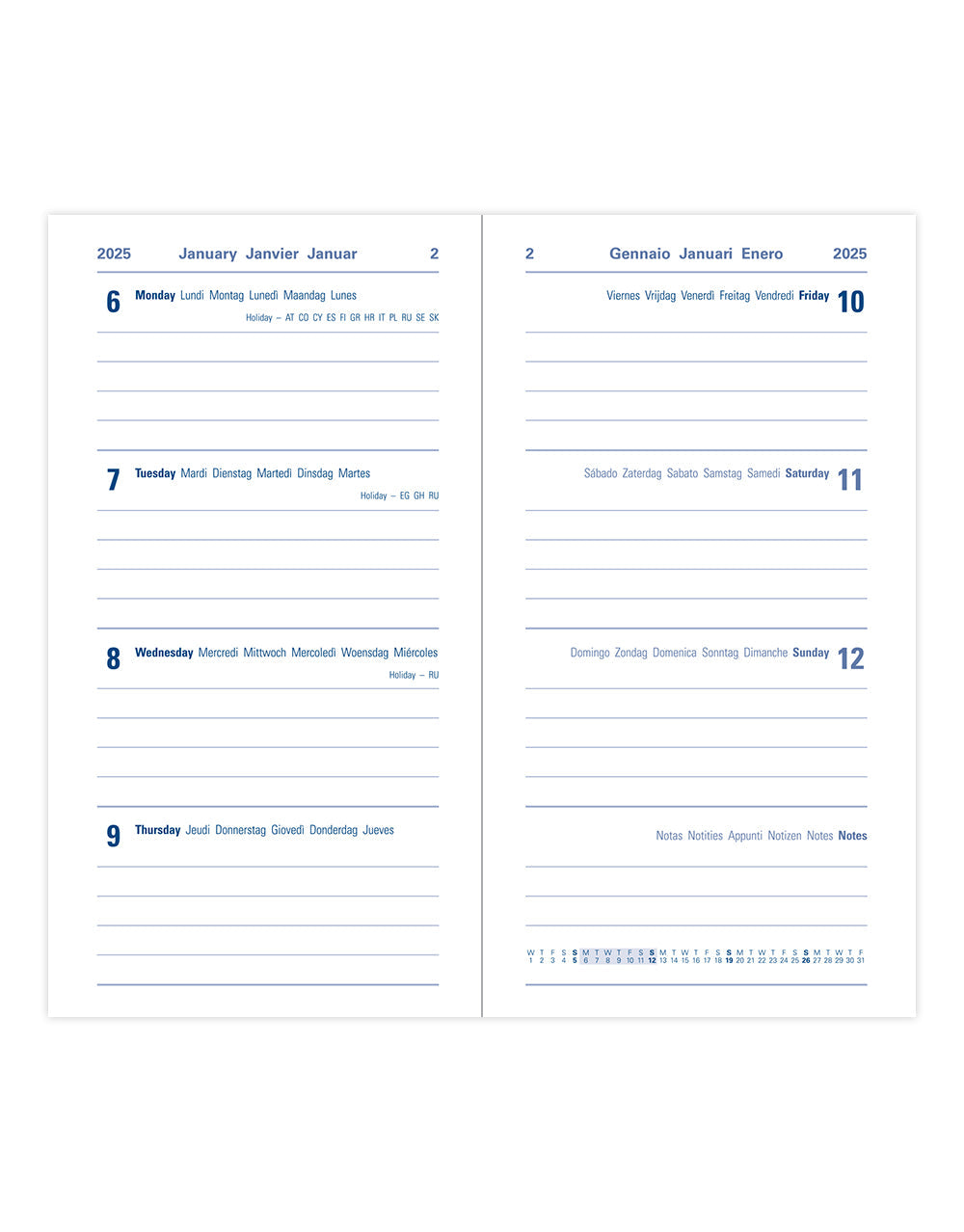 2026 Woodland | Week to View Planner (Slim) - NAVY #C082177