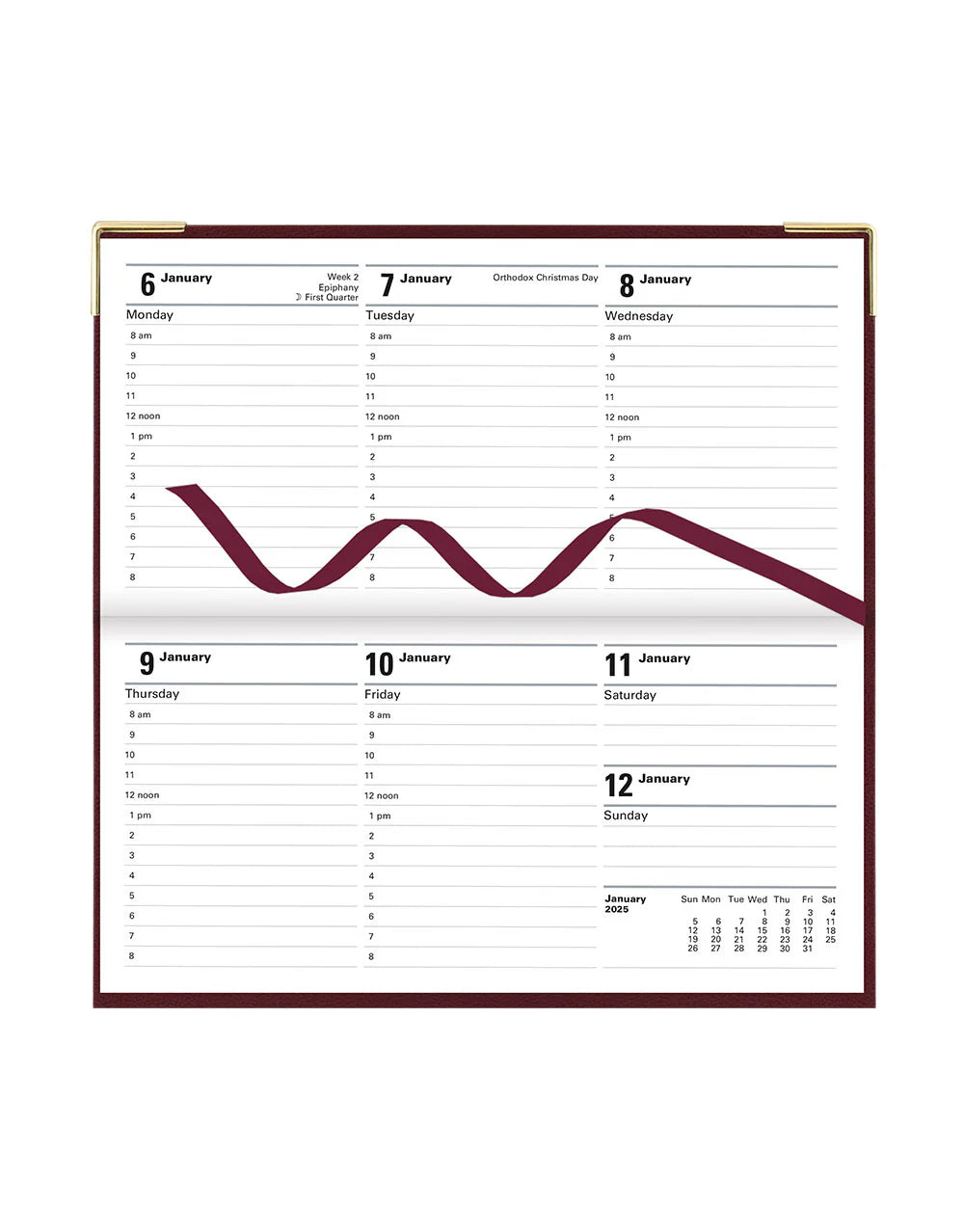 2025 Classic | Horizontal Week to View Planner (Slim) - BURGUNDY #C32SBY