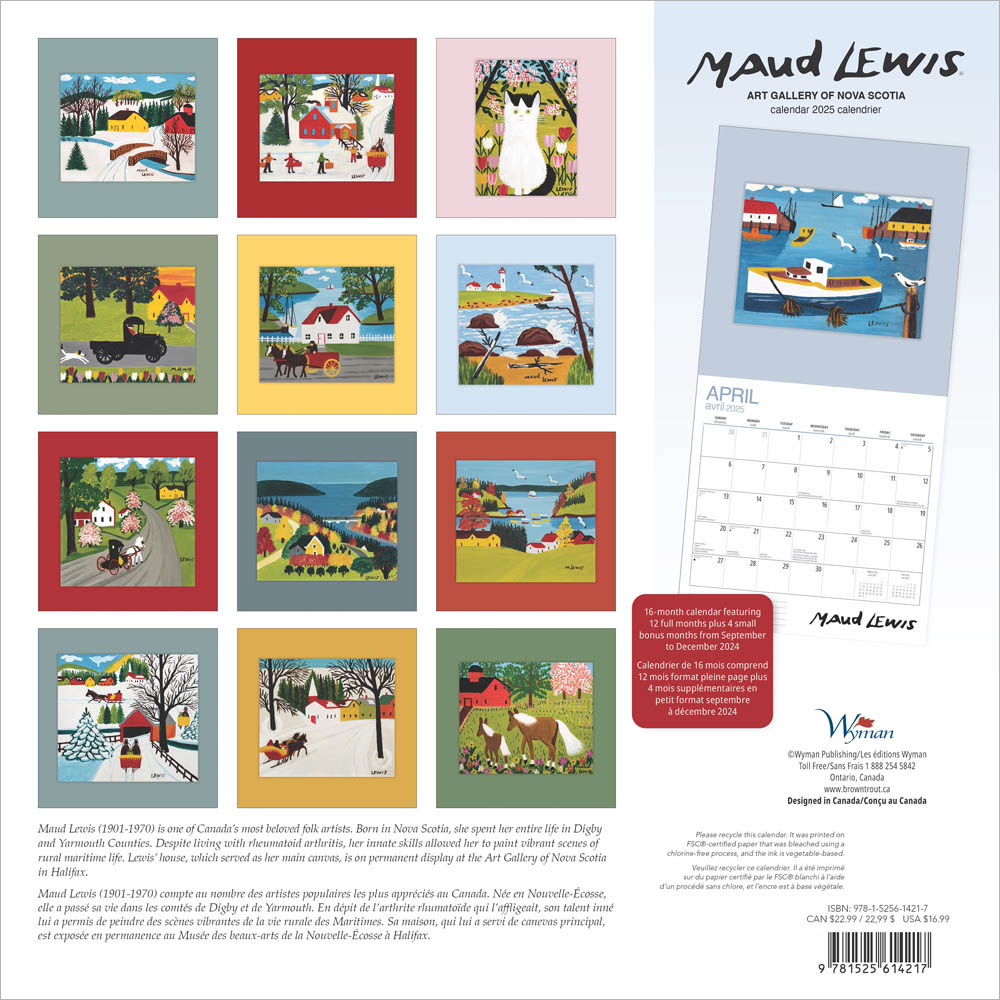 2025 Large Wall Calendar | 12" X 12" - MAUD LEWIS