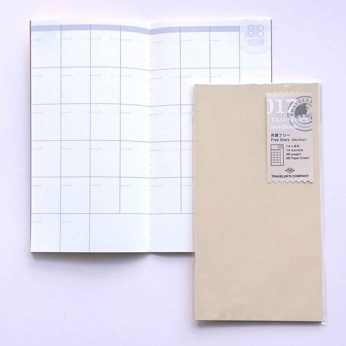 Traveler's Notebook | Regular Refill | 017 Free Diary - MONTHLY #14317-006