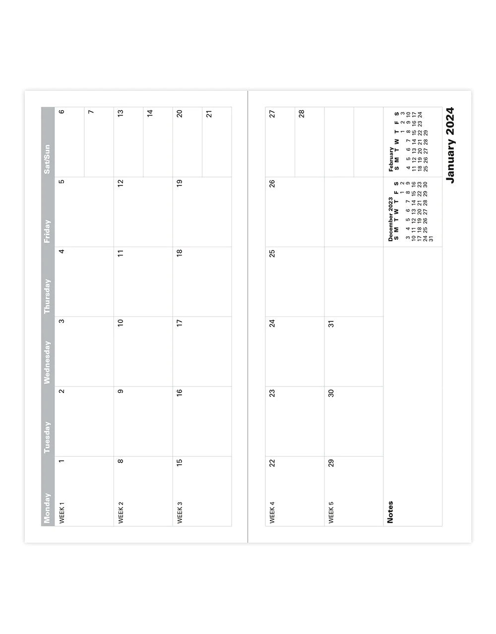 2025 Classic | Month to View Planner (Slim) - BLACK #C12SBK