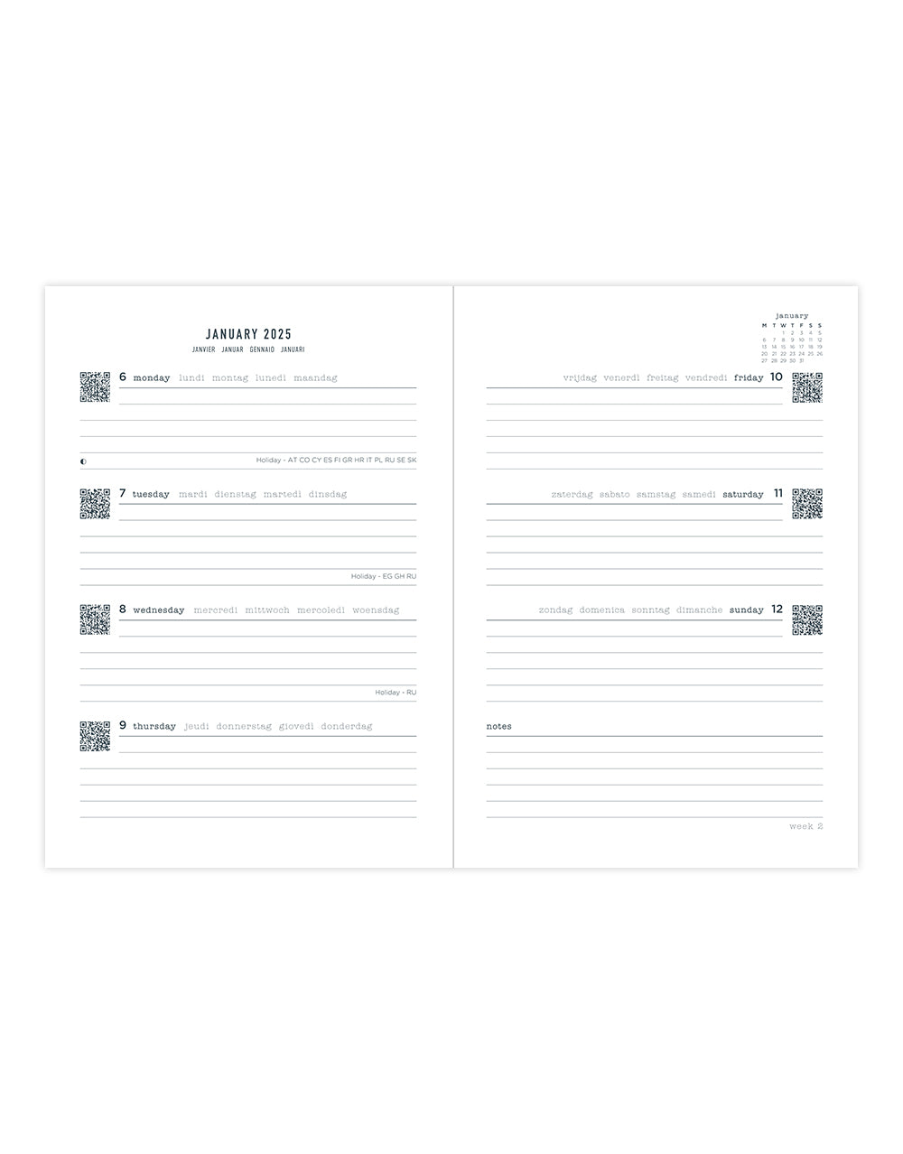 2026 Serene | Week to View Planner (A5) - BURGUNDY #C082501