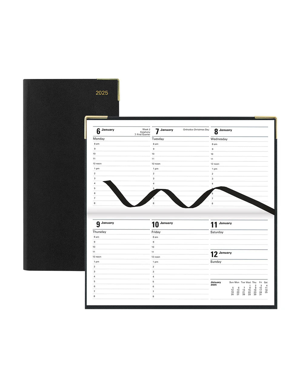 2025 Classic | Horizontal Week to View Planner (Slim) - BLACK #C32SBK