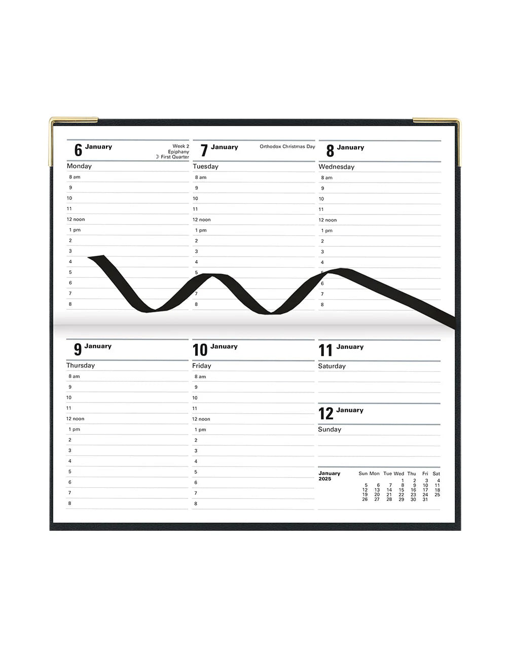 2025 Classic | Horizontal Week to View Planner (Slim) - BLACK #C32SBK