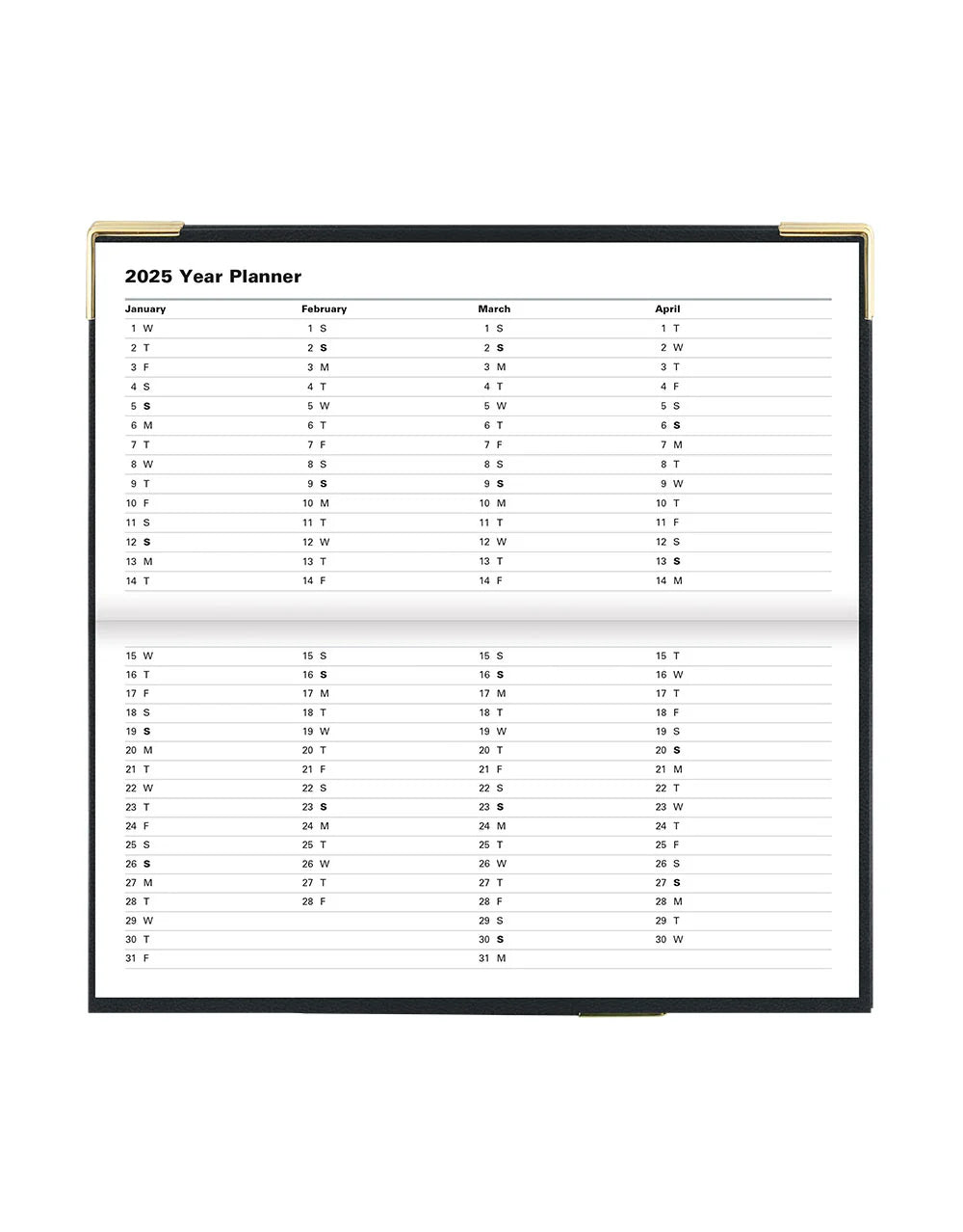 2025 Classic | Horizontal Week to View Planner (Slim) - BLACK #C32SBK