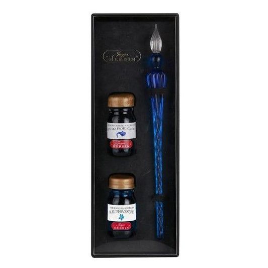 Gift Set | Glass Dip Pen + 2 Inks - BLUE #29313T