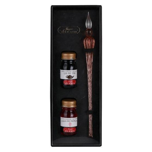 Gift Set | Glass Dip Pen + 2 Inks - AMBER #29359T