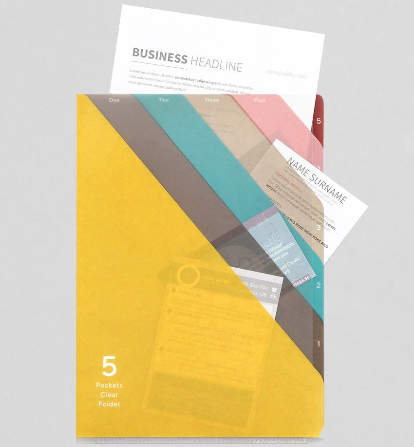 Accessory | A4 5 Pockets File Folder -DIAGNL EARHTNS #35339-006