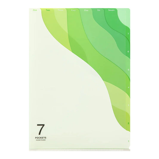 Accessory | A4 7 Pockets File Folder - GREEN WAVES #35414-006