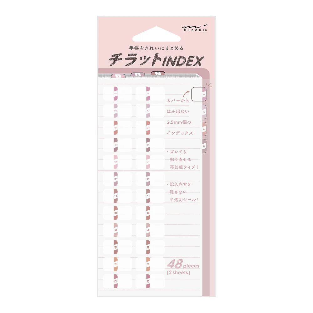 Sticker Package | Chiratto Numbered Index Tabs - PINK #82605-006