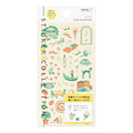 Packaging of a sticker collection with Italian-themed illustrations on a white background