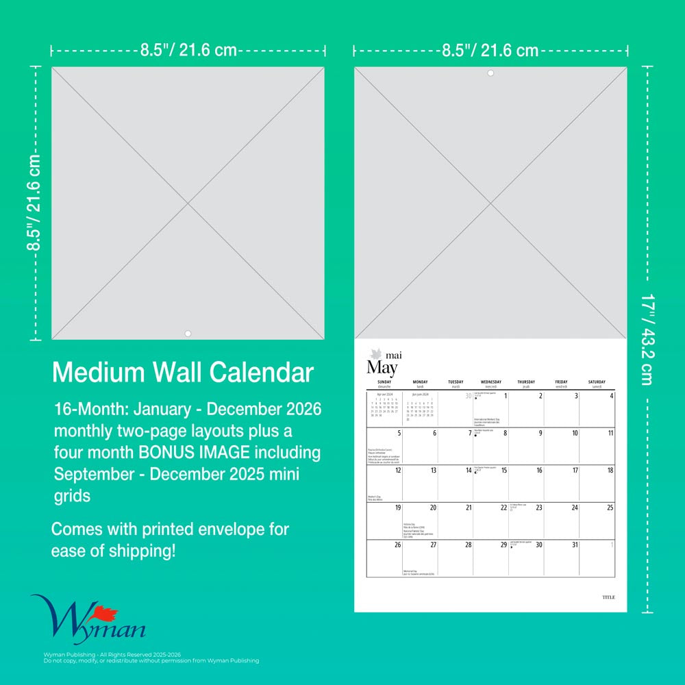2026 Medium Wall Calendar | 8.5" X 8.5" - MAUD LEWIS