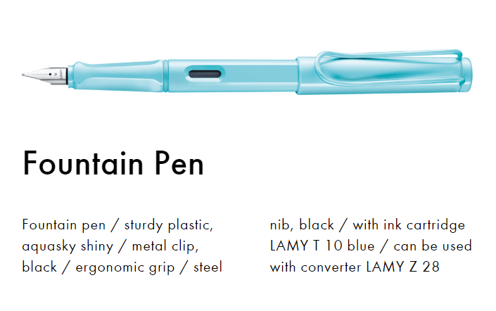 Safari | Fountain Pen (Extra Fine) - AQUA SKY #L0D1F