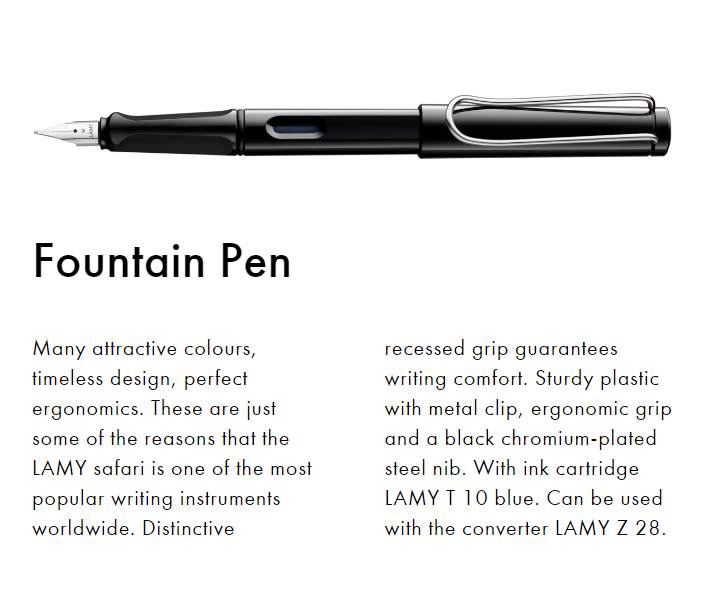 Lamy | Stylo plume Safari (moyen) – NOIR #L019BKM