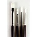 Paint Brush | Set - White Taklon Detail Long Handle (4 pack) #07OADS