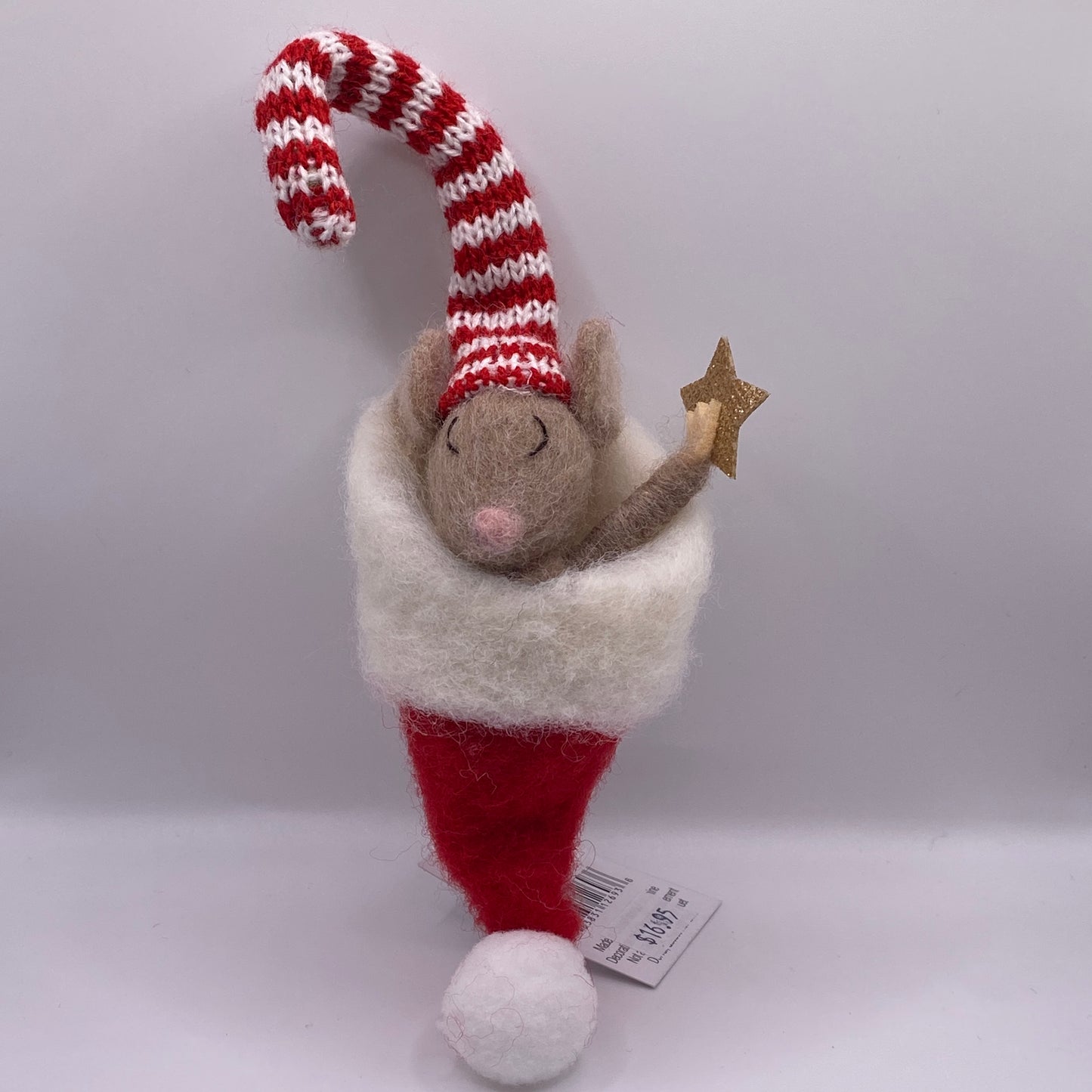 Felt Ornament | Mouse in Santa Hat #A12693