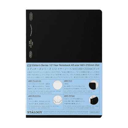 018 Editor's Series | 1/2 Year A5 Notebook (DOT) - BLACK #S4151