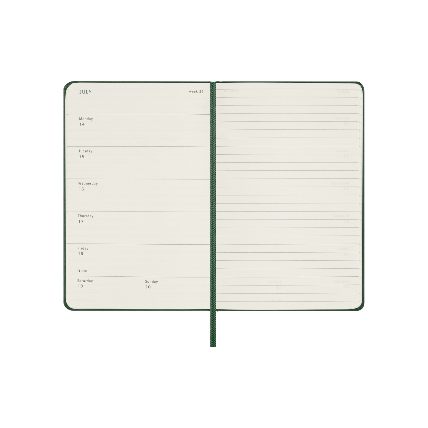 2025 Pocket Planner | WEEKLY Notebook Hardcover - GREEN