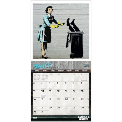 2025 Large Wall Calendar | 12" X 12" - BANKSY'S GRAFFITI