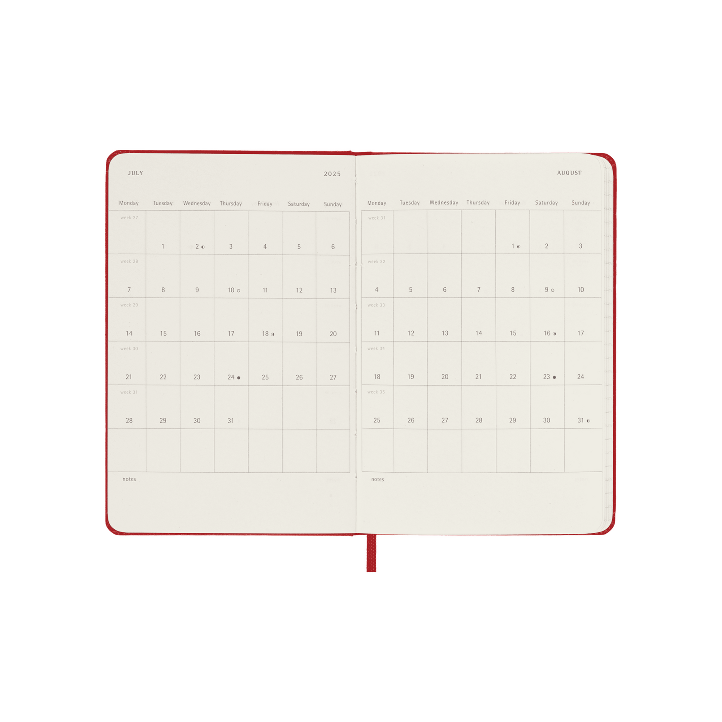 2025 Pocket Planner | WEEKLY Notebook Hardcover - RED