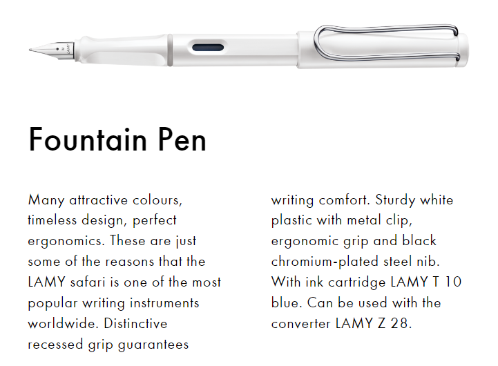 Safari | Fountain Pen (Medium) - WHITE #L019WHM