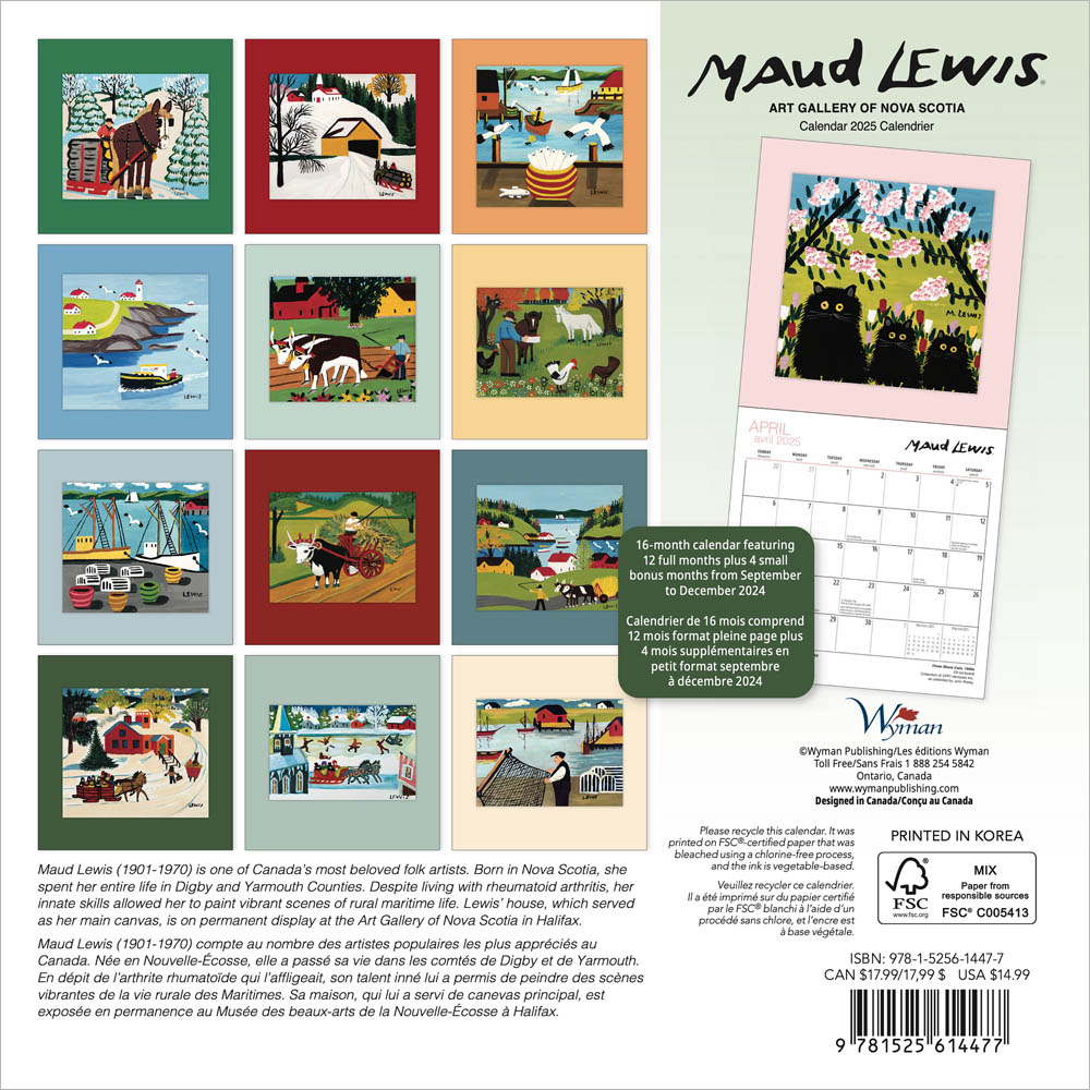 2025 Medium Wall Calendar | 8.5" X 8.5" - MAUD LEWIS