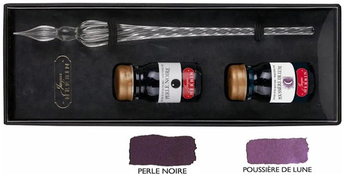Gift Set | Glass Dip Pen + 2 Inks - CLEAR + PURPLE #29301T