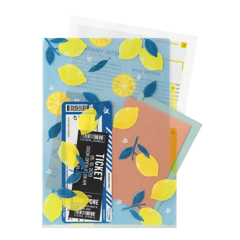 Accessory | A4 3 Pocket File Folder - LEMONS #35572-006