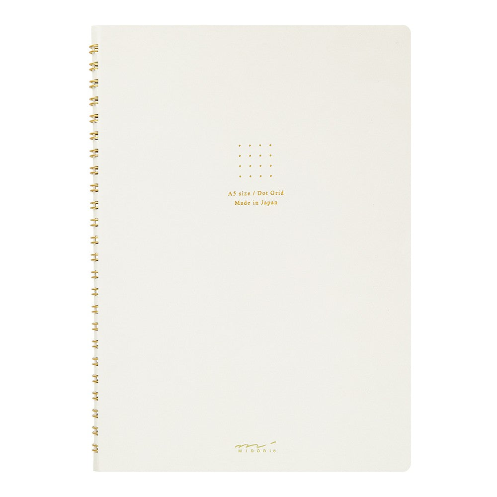 Dot Grid Notebook | Coiled A5 Coloured Paper - WHITE #15331-006