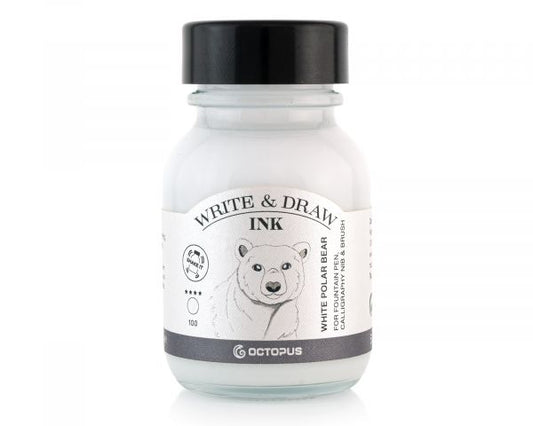 Write & Draw | 50 mL Ink Bottle - 100 WHITE POLAR BEAR #WD-WH-025-050