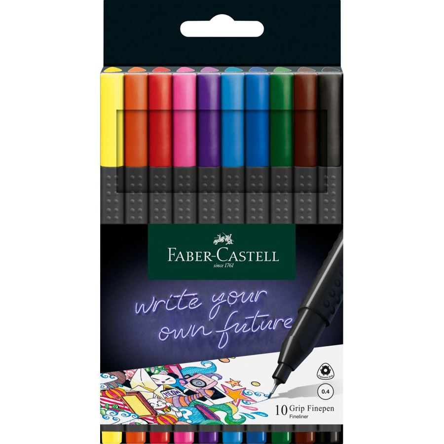 Marqueurs à stylo fin Faber-Castell - Ensemble de 10 #151610-5