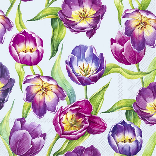 IHR Luncheon Napkins- Tulip Meadow (light blue) #L987149