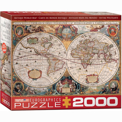 Eurographics | Puzzle 2000 PC - ANTIQUE WORLD MAP #8220-1997